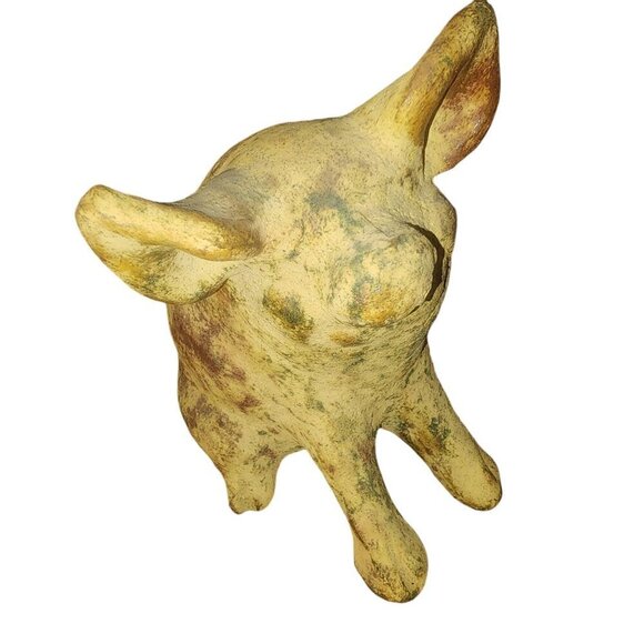 Antique Terracotta Pig Figurine Piggy Bank With Rustic Patina Finish 7 inches - Picture 1 of 5